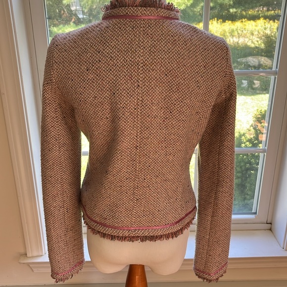 Old Navy Tweed women’s size Small Blazer Pink w/ grey, cream, taupe fabric - Picture 6 of 13